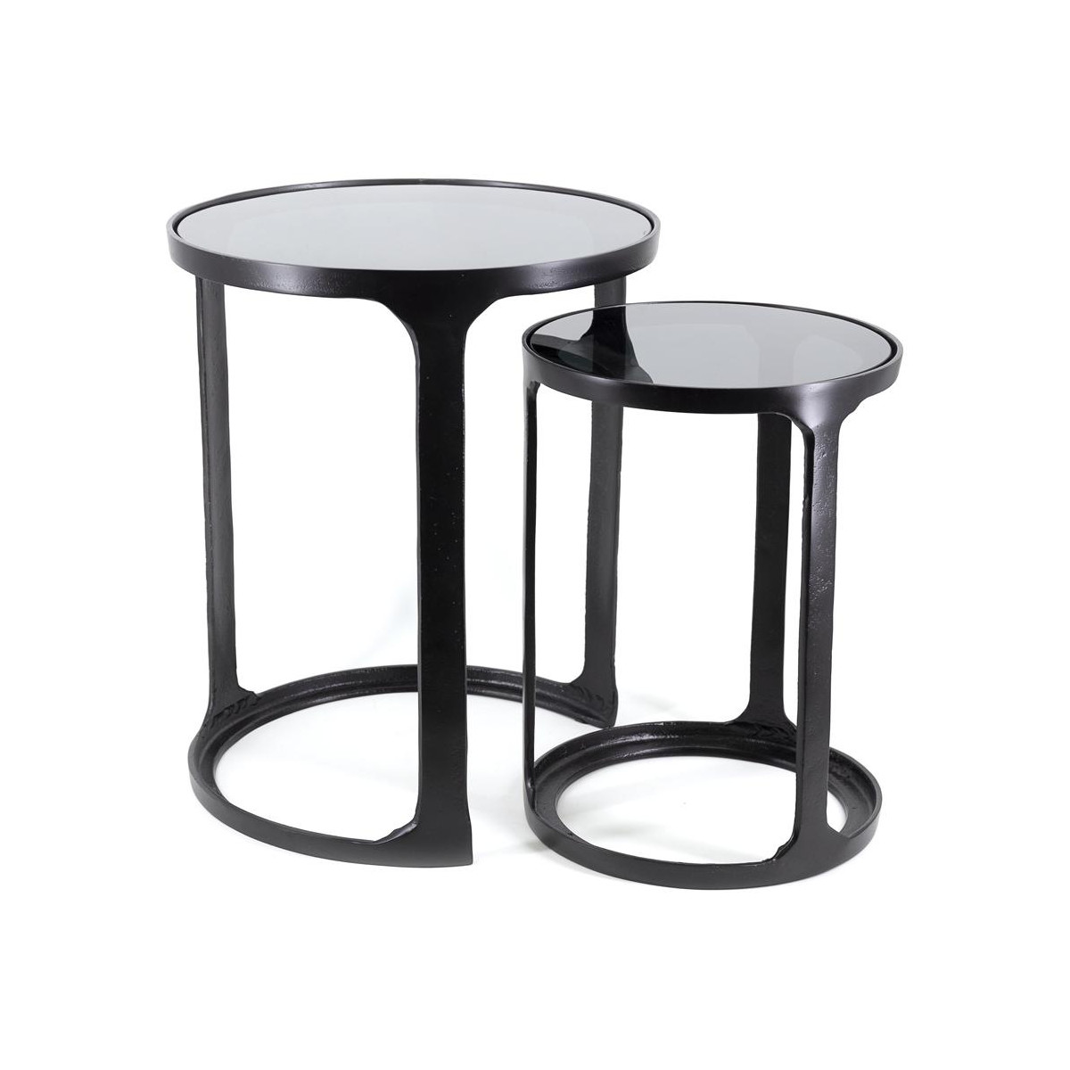 Lot de 2 Consoles Aluminum Verre Noir 40x40x80cm