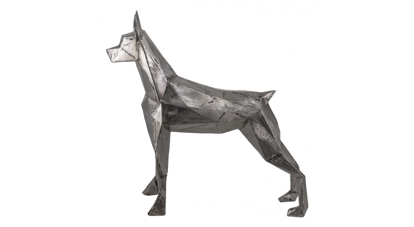 Sculture Chien Fer Argent 65x19x60cm