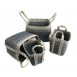 Lots de 4 Paniers Jute Gris 30x22x24cm