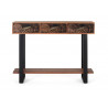 Console 3 Tiroirs Bois Fer Marron 120x35x91cm