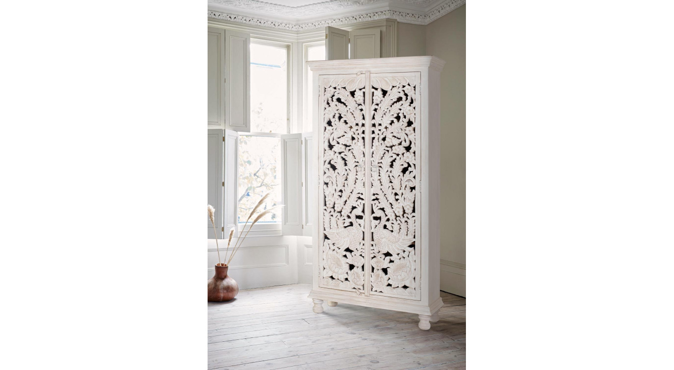 Armoire Bois Blanc 90x40x180cm