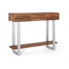 Console 3 Tiroirs Bois Fer Marron Blanc 120x30x90cm