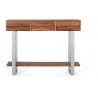 Console 3 Tiroirs Bois Fer Marron Blanc 120x30x90cm