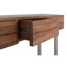 Console 3 Tiroirs Bois Fer Marron Blanc 120x30x90cm