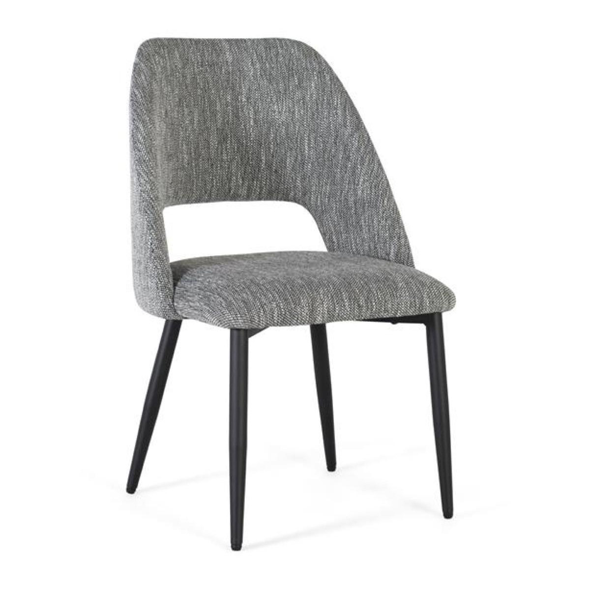 Lot de 2 Chaises Bois Fer Tissu Gris 57x57x87cm