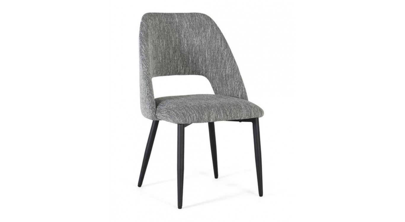 Lot de 2 Chaises Bois Fer Tissu Gris 57x57x87cm