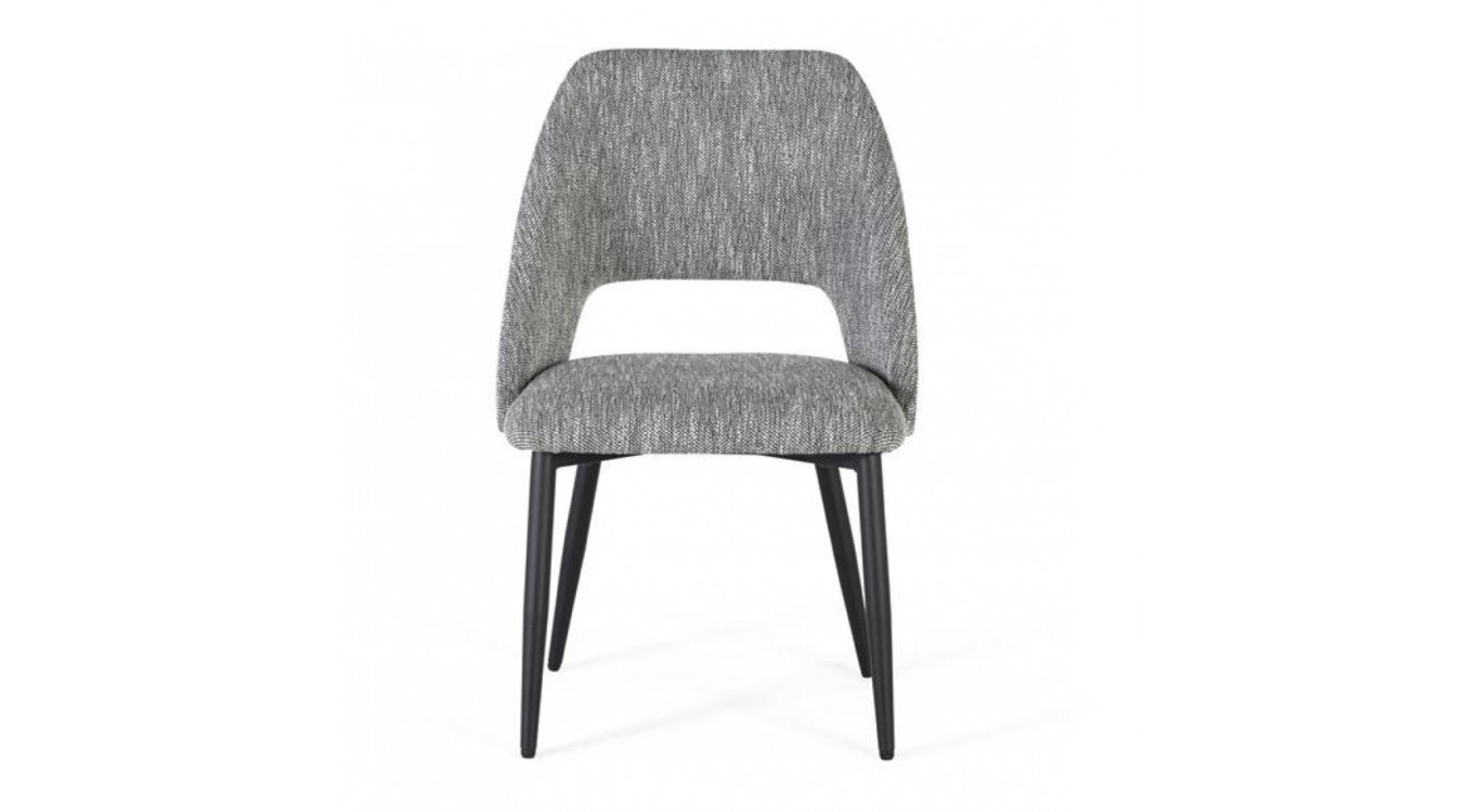 Lot de 2 Chaises Bois Fer Tissu Gris 57x57x87cm