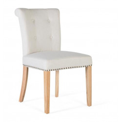 Lot de 2 Chaises Bois Tissu Blanc 51x64x86cm