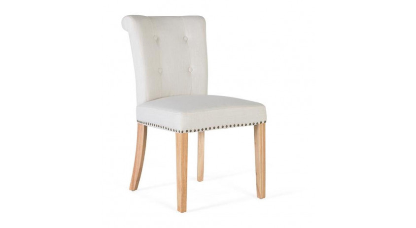 Lot de 2 Chaises Bois Tissu Blanc 51x64x86cm