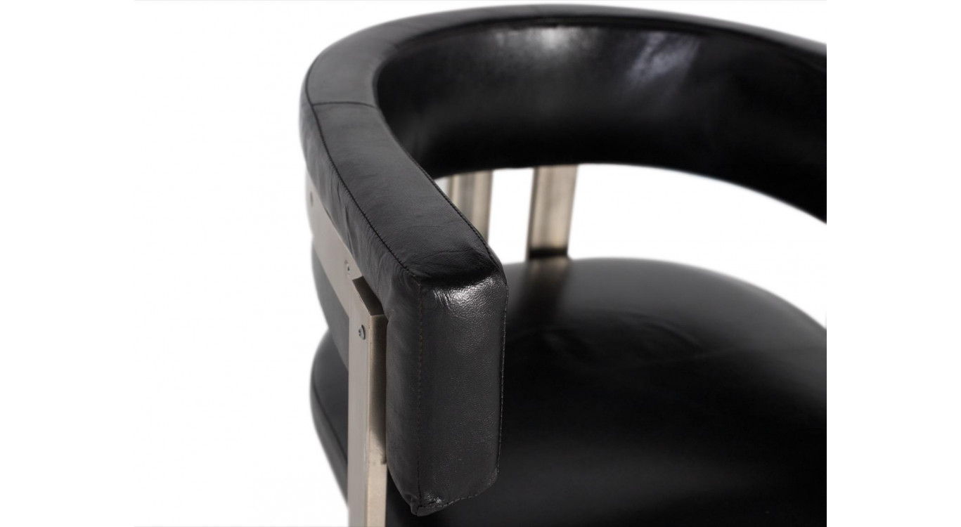 Chaise Métal Cuir Noir 58x55x72cm