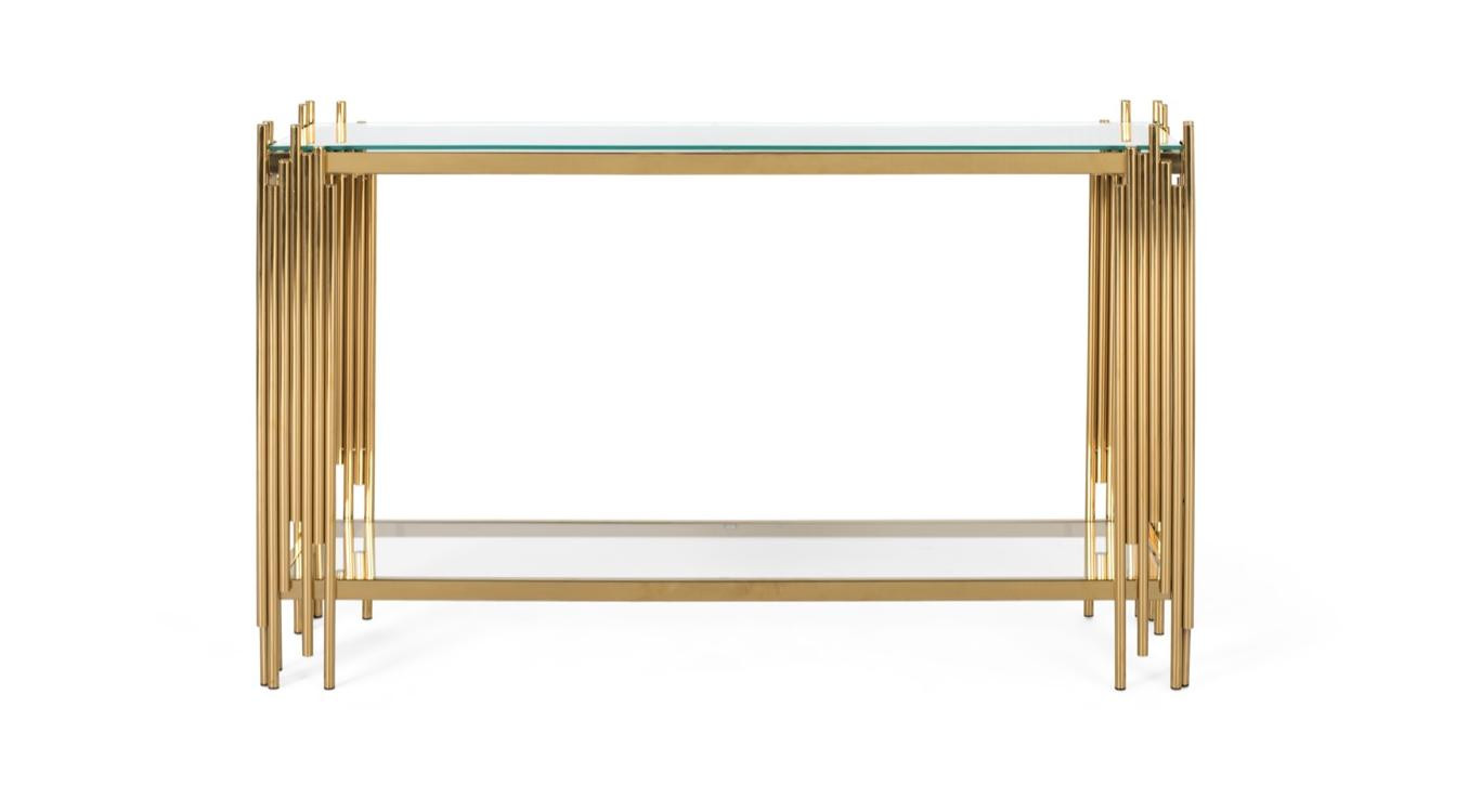 Console Acier Verre Or 130x40x80cm