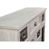 Meuble Bas Rangement Bois Cerusé Blanc 9 Tiroirs 124.5x34x82cm