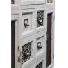 Meuble Bas Rangement Bois Cerusé Blanc 9 Tiroirs 124.5x34x82cm