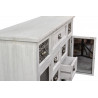 Meuble Bas Rangement Bois Cerusé Blanc 9 Tiroirs 124.5x34x82cm