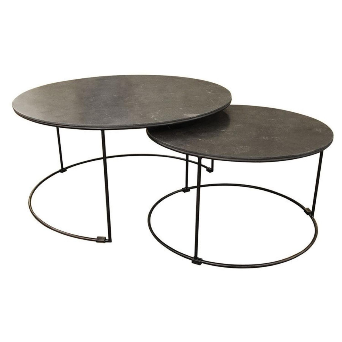 Tables Basses Gigognes Rondes Plateau Pierre Bleue (Lot De 2)