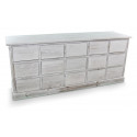 Credenza a 15 cassetti in legno cerato bianco nudo 200x55x85cm