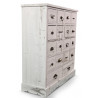 Meuble Semainier Chiffonnier Grainetier Bois Cerusé Blanc 18 Tiroirs 92x34.5x99cm