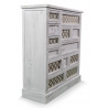 Meuble Semainier Chiffonnier Grainetier Bois Cerusé Blanc 13 Tiroirs Nu 87x32x96.5cm