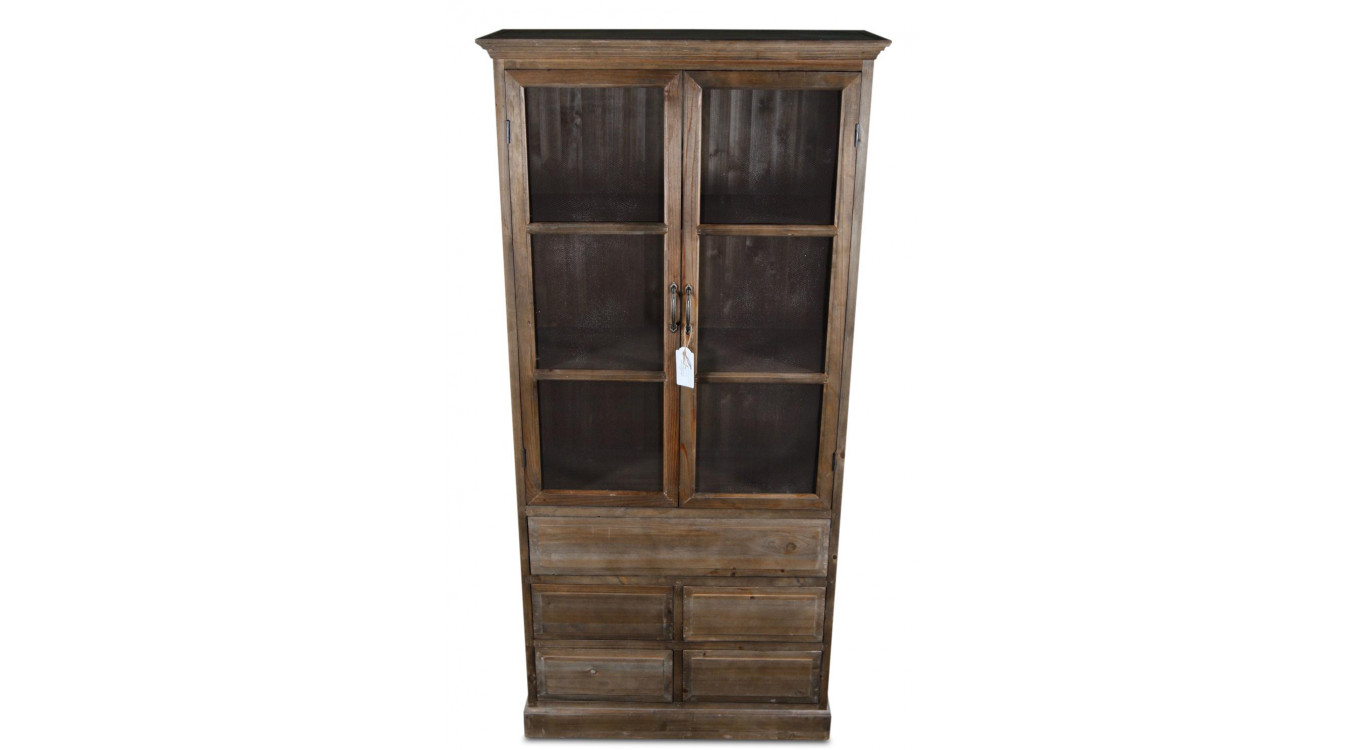 Buffet Vaisselier Rangement Bois 5 Tiroirs Nu 81x35x169cm