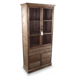 Buffet Vaisselier Rangement Bois 5 Tiroirs Nu 81x35x169cm