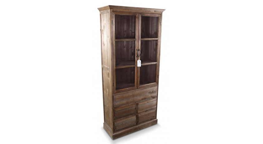 Buffet Vaisselier Rangement Bois 5 Tiroirs Nu 81x35x169cm