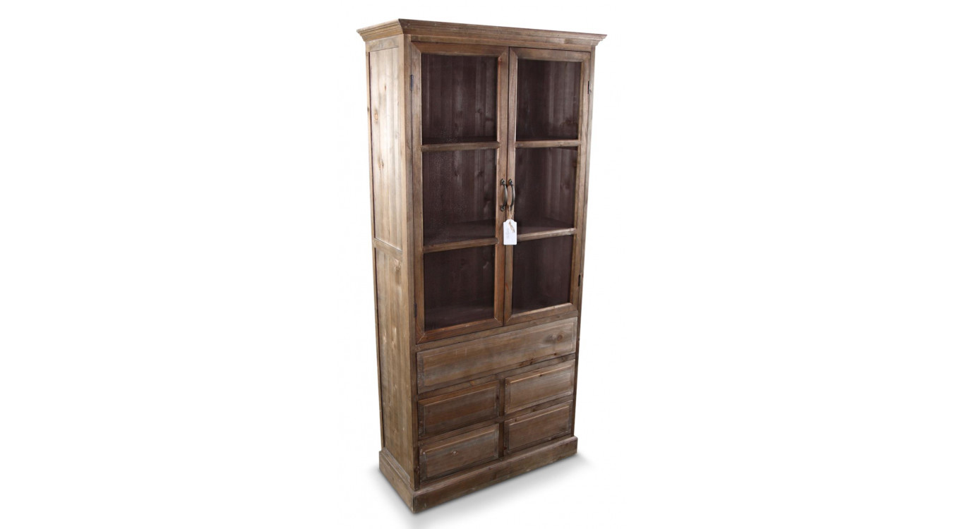 Buffet Vaisselier Rangement Bois 5 Tiroirs Nu 81x35x169cm