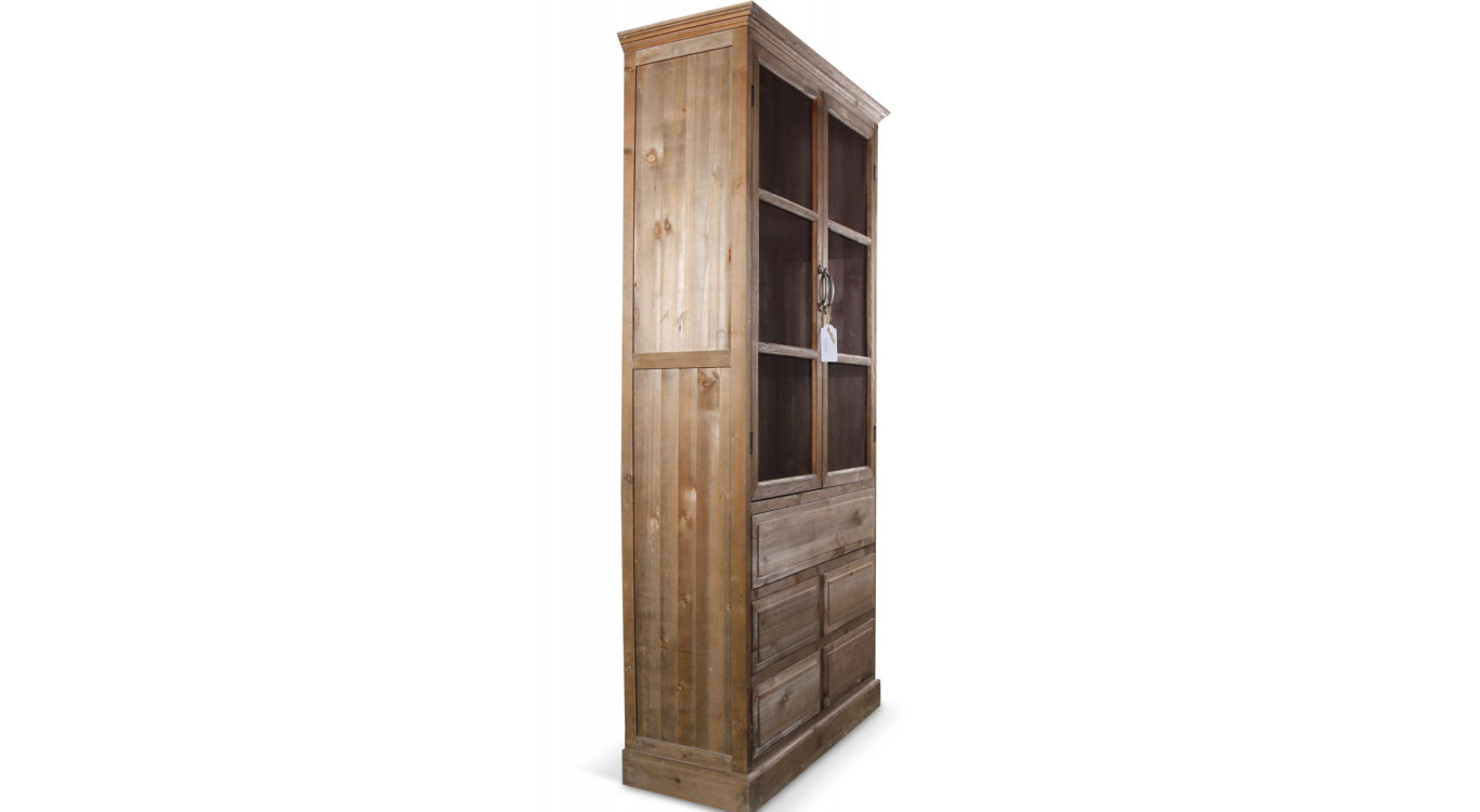 Buffet Vaisselier Rangement Bois 5 Tiroirs Nu 81x35x169cm