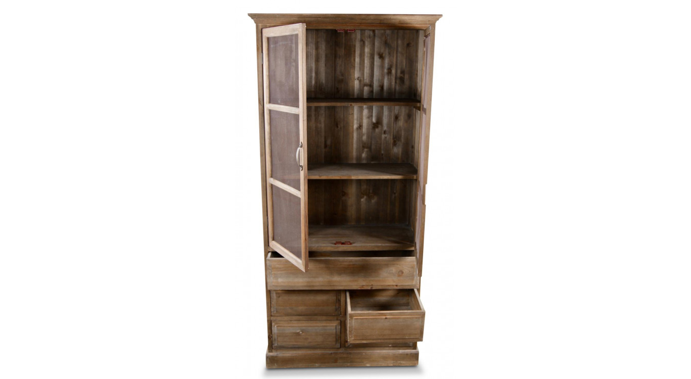 Buffet Vaisselier Rangement Bois 5 Tiroirs Nu 81x35x169cm