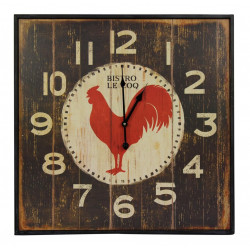 Horloge Ancienne Murale Carre Bistrot Le Coq 60cm