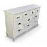 Meuble Semainier Chiffonnier Grainetier Bois 10 Tiroirs Cerusé Blanc 125x35x80cm