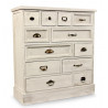 Meuble Semainier Chiffonnier Grainetier Bois Cerusé Blanc 12 Tiroirs 84x32x92cm