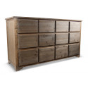 Credenza a 12 cassetti in legno nudo 167x54x91cm