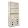 Buffet Vaisselier Rangement Bois 6 Tiroirs Cerusé Blanc 78x34x168cm