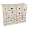 Meuble Semainier Chiffonnier Grainetier Bois 14 Tiroirs Cerusé Blanc 125x40x99cm