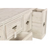 Meuble Semainier Chiffonnier Grainetier Bois 14 Tiroirs Cerusé Blanc 125x40x99cm