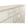 Meuble Semainier Chiffonnier Grainetier Bois 16 Tiroirs Cerusé Blanc Nu 170x35x92cm