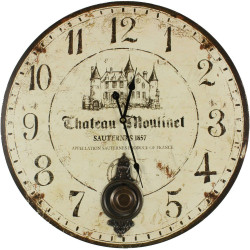 Horloge Ancienne Balancier Château Moulinet 58cm