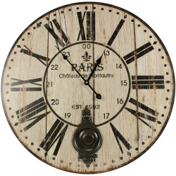 Horloge Ancienne Balancier Paris Château De Monceau 58cm